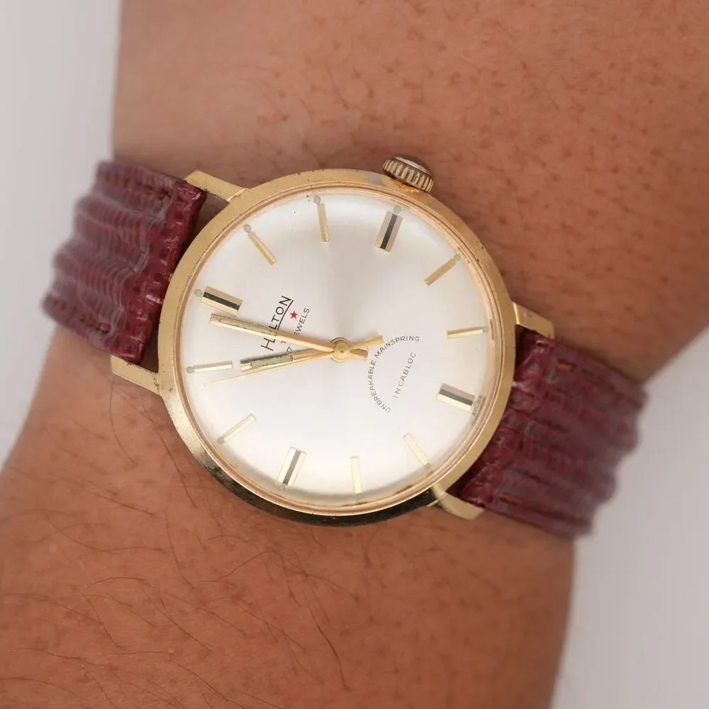 Vintage Hilton 17 Jewels Manual Wind Watch 33mm New Crystal NOS Strap Runs Well
